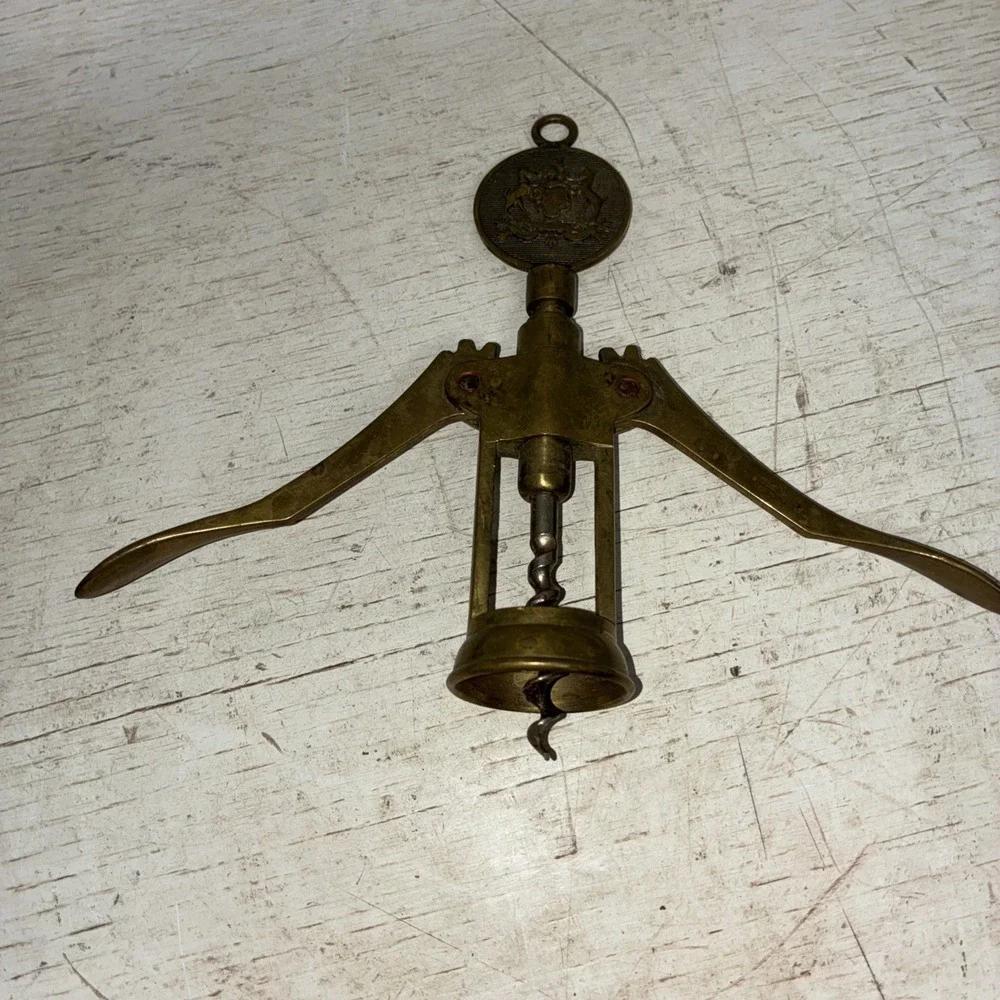 Vintage Italian Brass Corkscrew Bottle Opener